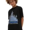 Vans Reflective Checkerboard Flame Ss - T-Shirt Print - Black