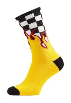 Vans Mn Flame Check Crew (6.5-9, 1Pk) - Sokken - Black-White Check-Flame