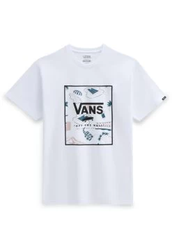 Mn Classic Print Box - T-Shirt Print - Wht Vans Teal Rose Smoke