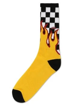 Vans Mn Flame Check Crew (9.5-13, 1Pk) - Sokken - Black-White Check-Flame