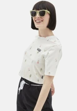 Vans Micro Ditsy Crop Crew - T-Shirt Print - White